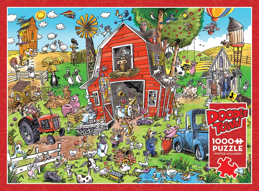 Cobble Hill DoodleTown Farmyard Folly puzzle 1000 piese fermă