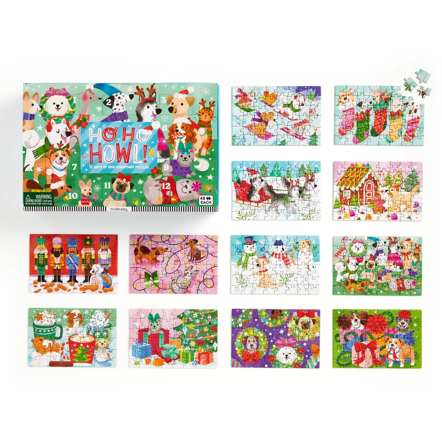 Mudpuppy Ho Ho Howl! Set calendar 12 puzzle 48 piese