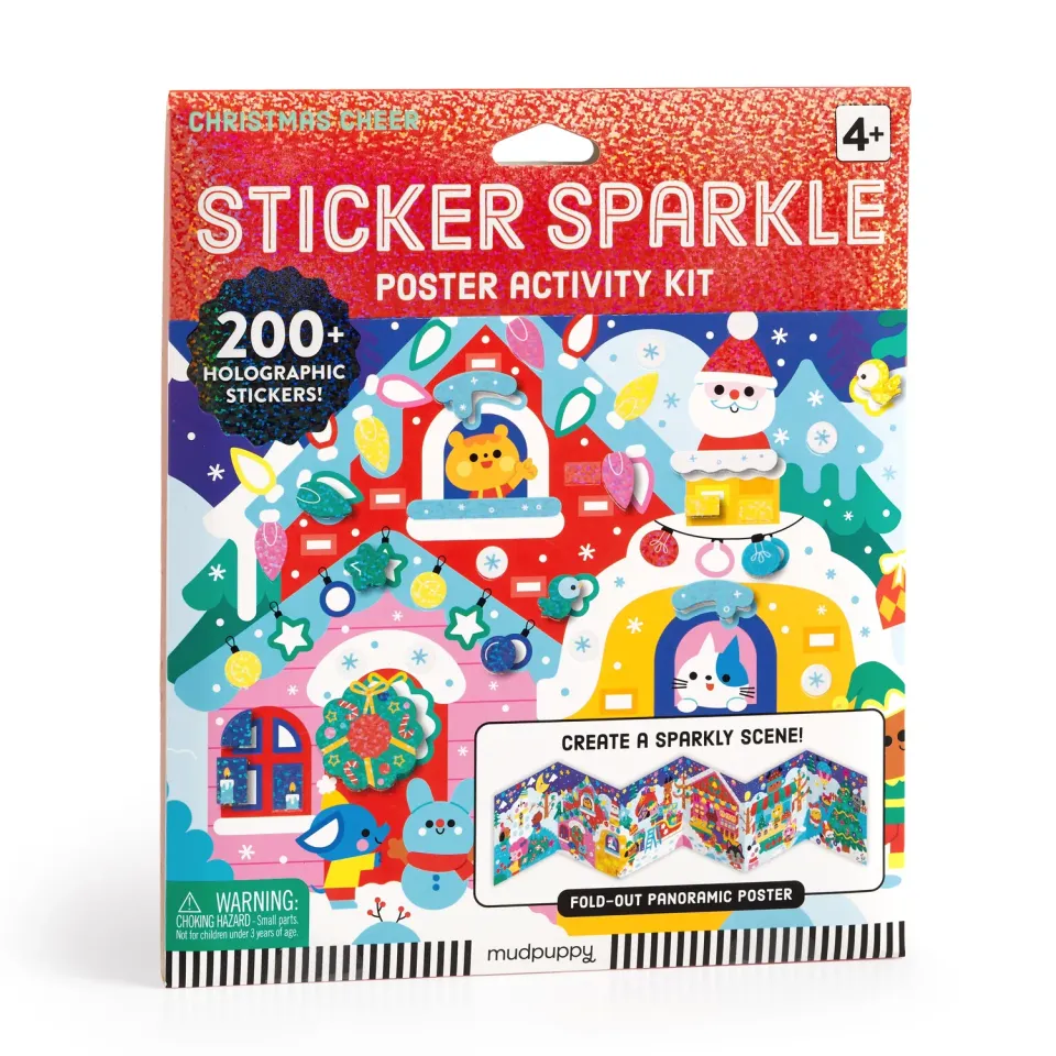 Mudpuppy Christmas Cheer poster cu stickere 200 piese holografice