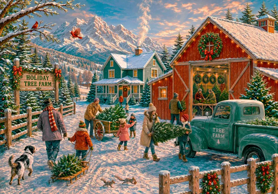 Mosaic Puzzles The Christmas Tree Tradition puzzle lemn 1000 piese Crăciun