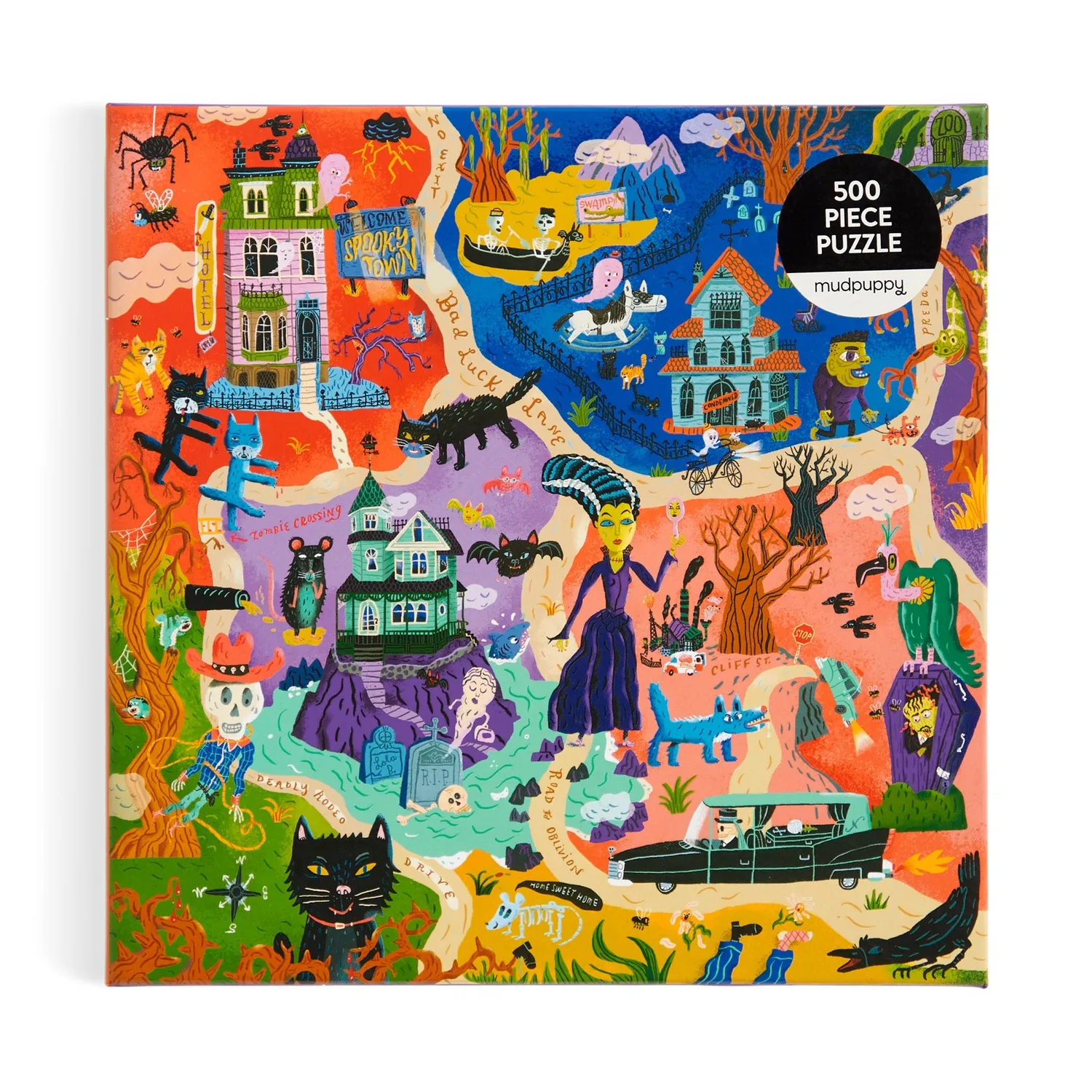 Mudpuppy Welcome to Spooky Town puzzle familie 500 piese Halloween