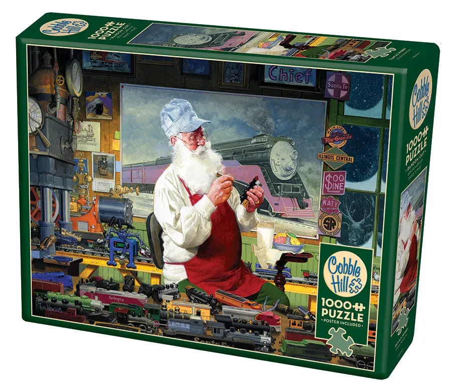 Cobble Hill Santa's Hobby puzzle 1000 piese cutie mare Crăciun