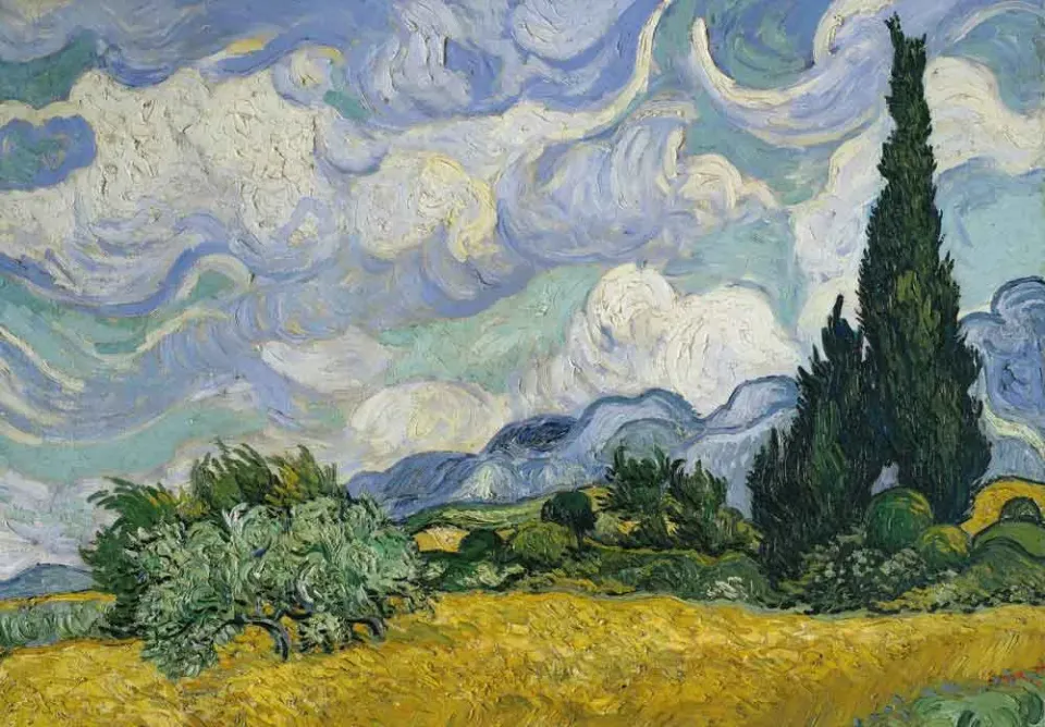 Mosaic Puzzles Wheat Field with Cypresses puzzle lemn 500 piese Van Gogh