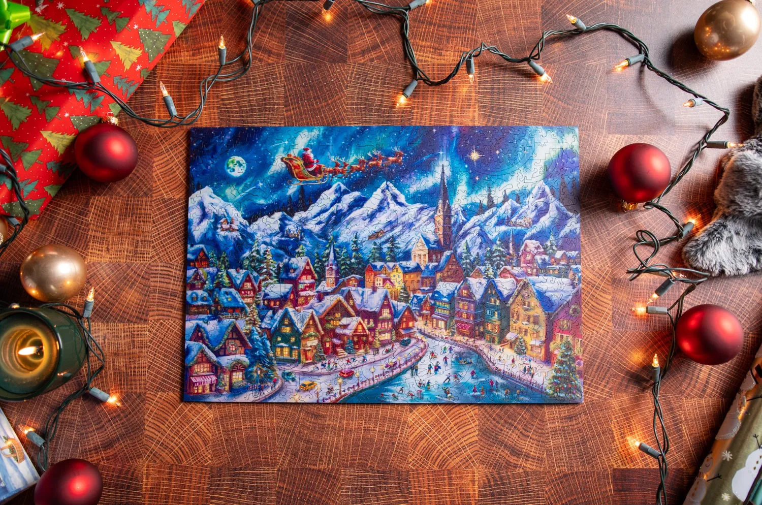 Mosaic Puzzles Mountain Town Christmas Eve puzzle 3D 500 piese