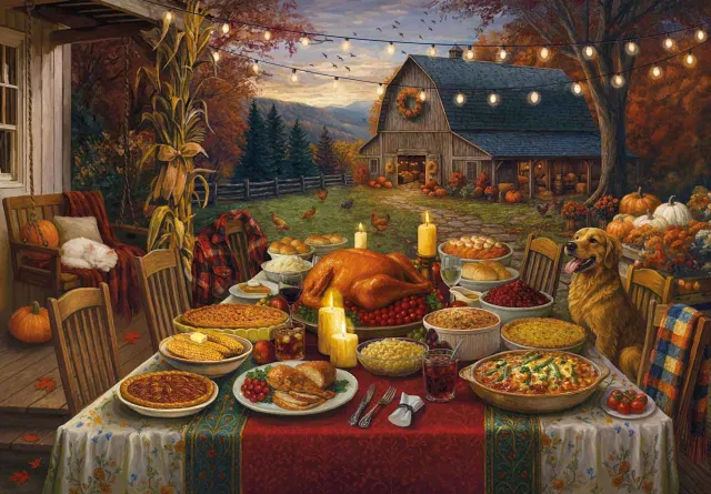 Mosaic Puzzles Harvest Sunset Feast puzzle lemn 1000 piese toamna