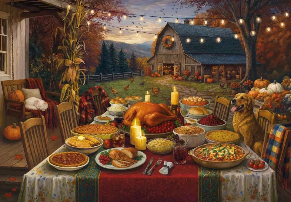 Mosaic Puzzles Harvest Sunset Feast puzzle lemn 1000 piese toamna