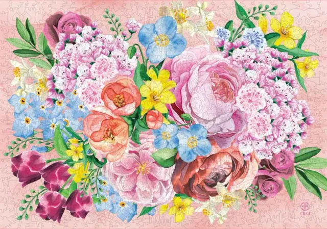 Mosaic Puzzles The Marjorie Bouquet puzzle lemn 500 piese pastel