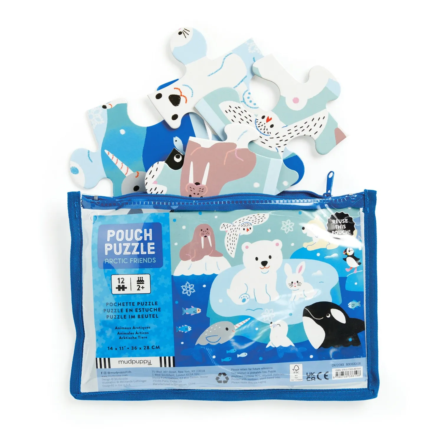 Mudpuppy Arctic Friends puzzle 12 piese pouch
