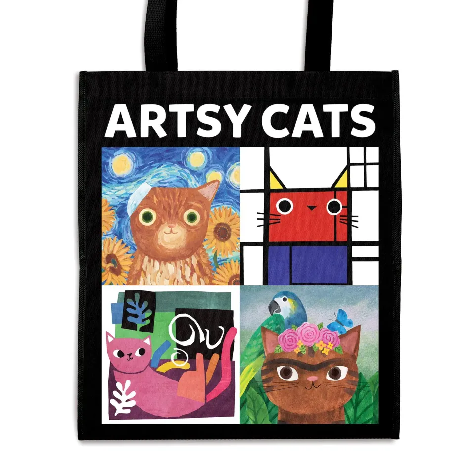 Mudpuppy Artsy Cats sacosa reutilizabila cu pisici