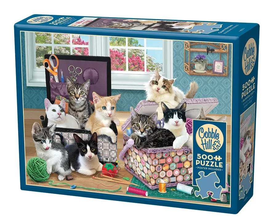 Cobble Hill Crafty Kittens puzzle 500 piese pisici