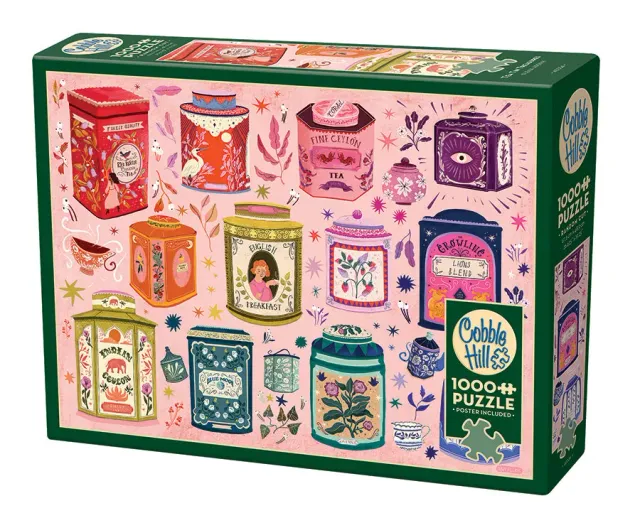 Cobble Hill Tea Tin Treasures puzzle 1000 piese colaj vintage