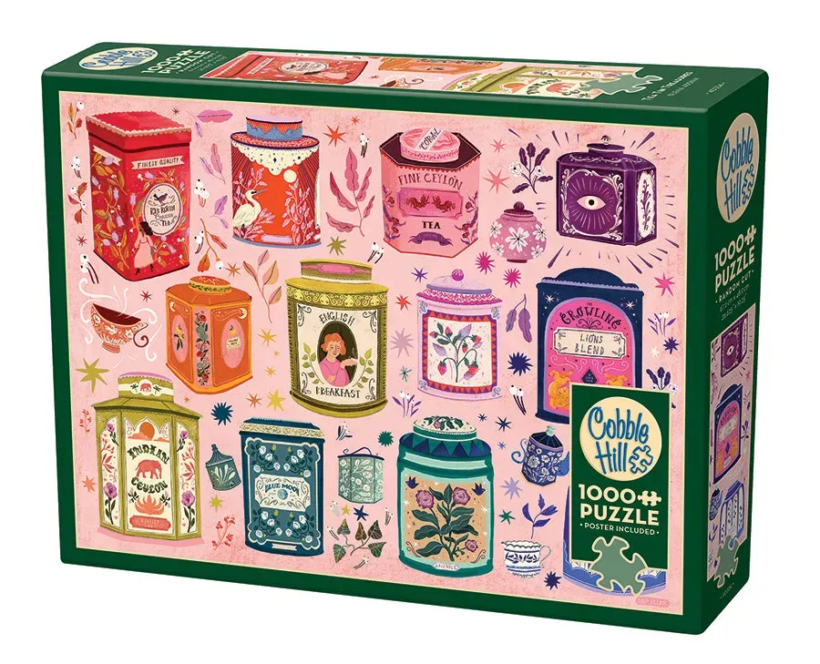 Cobble Hill Tea Tin Treasures puzzle 1000 piese colaj vintage