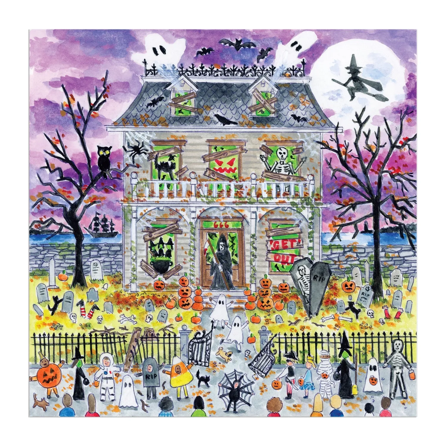 Mudpuppy Michael Storrings Haunted House puzzle 500 fosforescent