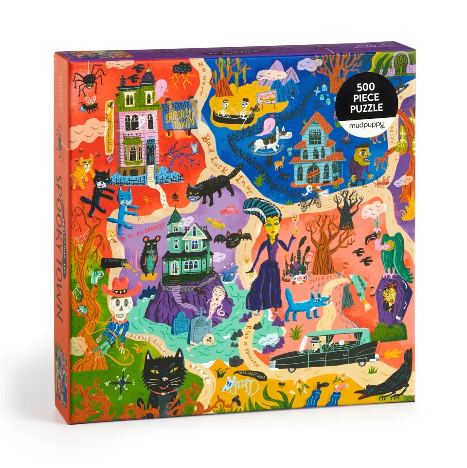 Mudpuppy Welcome to Spooky Town puzzle familie 500 piese Halloween