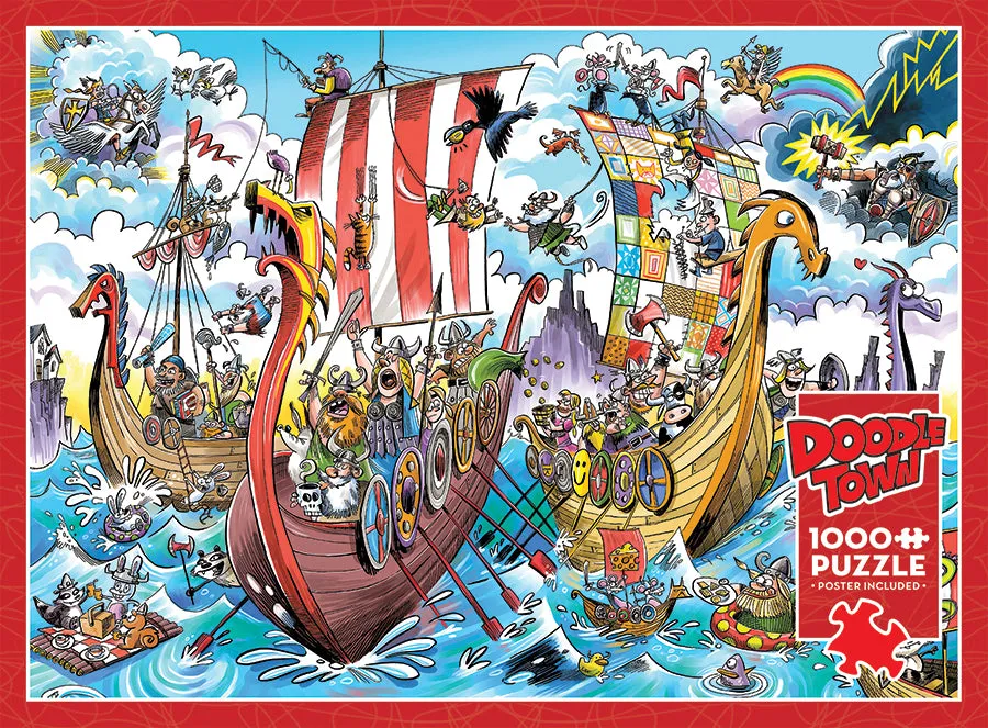 Cobble Hill DoodleTown Viking Voyage puzzle 1000 umor