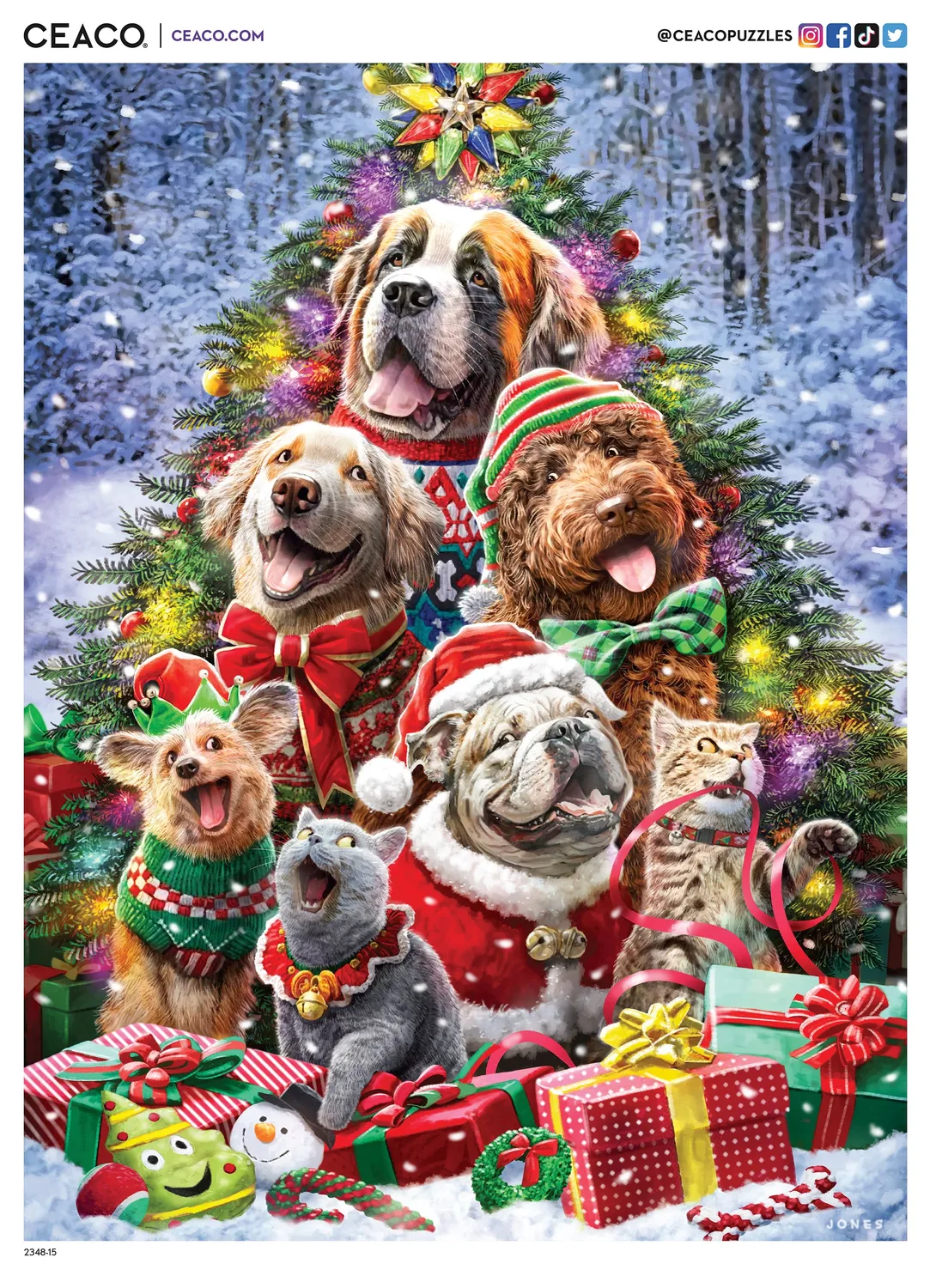 Ceaco Christmas Selfies Caroling Critters puzzle 500 piese
