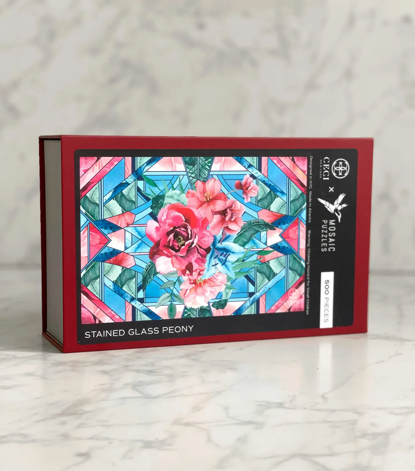 Mosaic Puzzles Stained Glass Peony puzzle lemn 500 piese flori