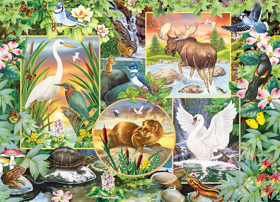 Cobble Hill Family River Magic puzzle 350 piese animale