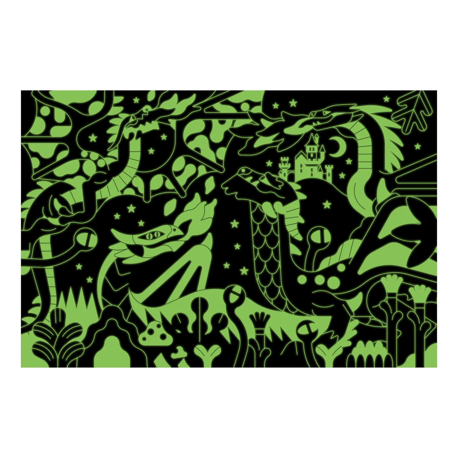 Mudpuppy Dragons puzzle 100 piese fosforescent