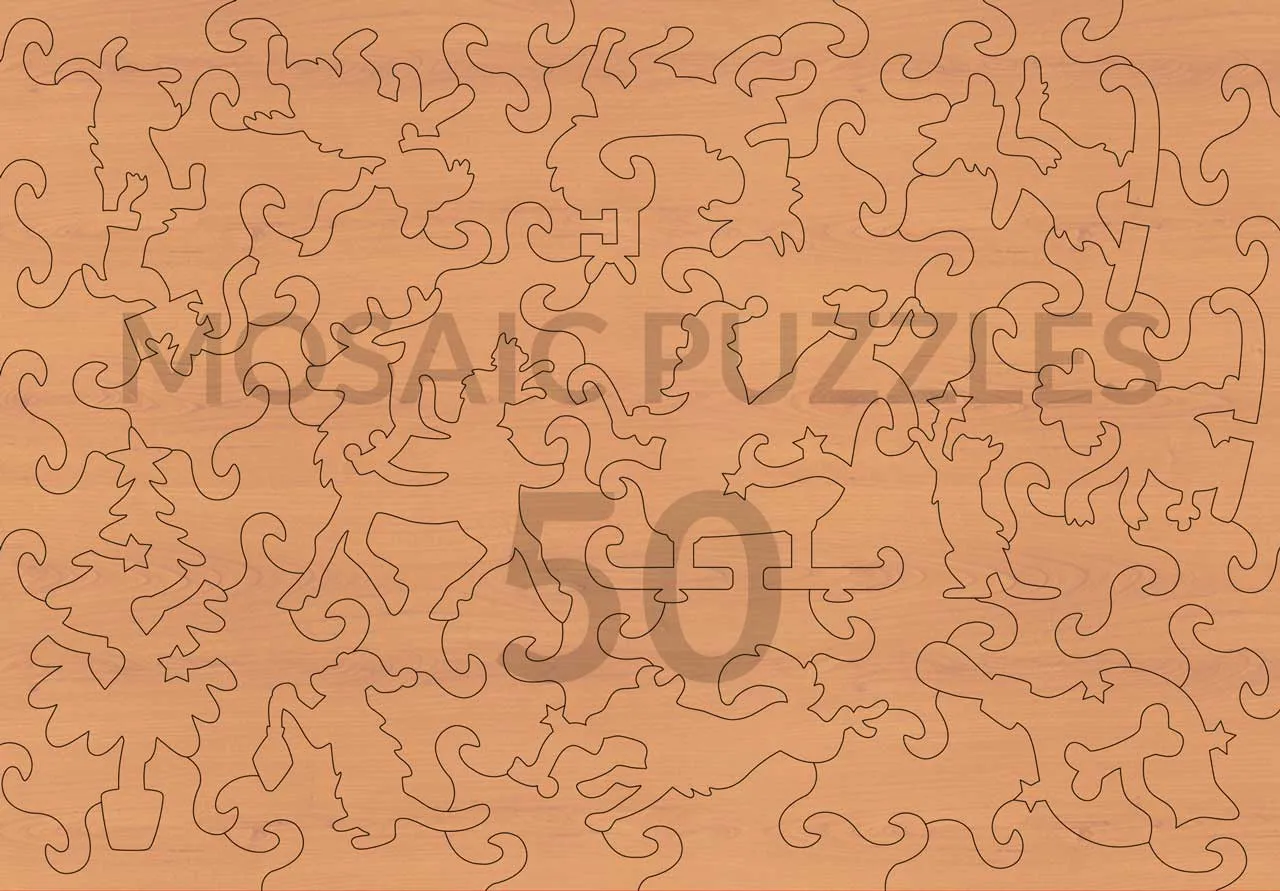 Mosaic Puzzles Santa's Best Friends puzzle lemn 50 piese copii