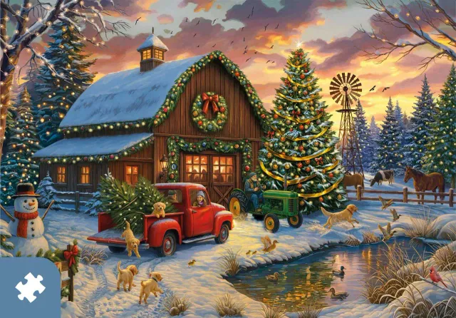 Mosaic Puzzles Traditions Holiday Tree Farm puzzle 1000 piese Crăciun