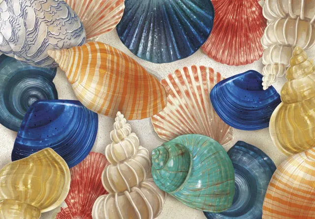 Mosaic Puzzles Summer Seashells puzzle lemn 100 piese plajă