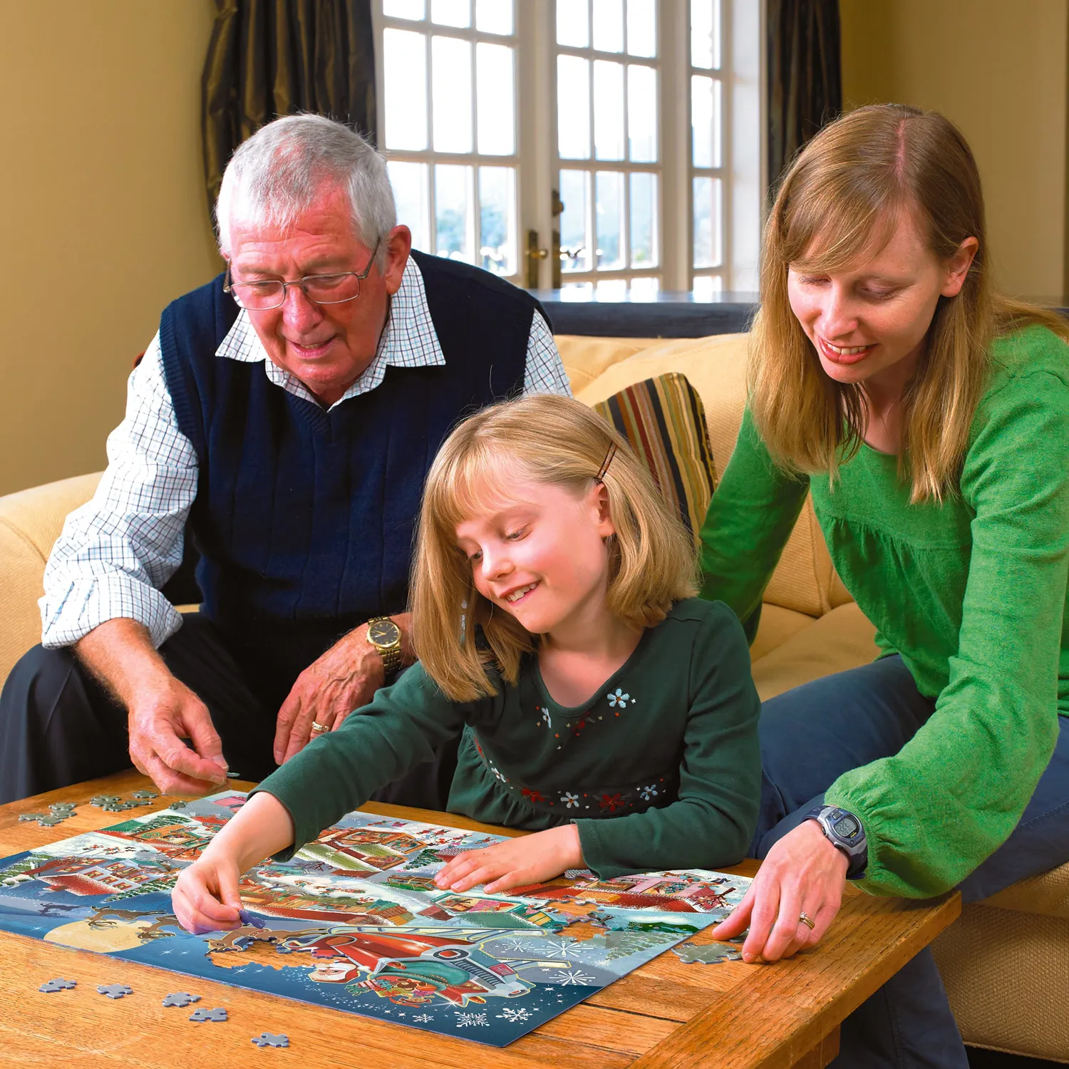Cobble Hill Santa’s Flyby puzzle familie 350 piese Crăciun