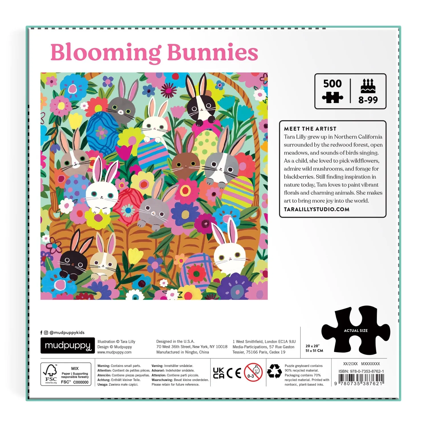 Mudpuppy Blooming Bunnies puzzle 500 piese foil