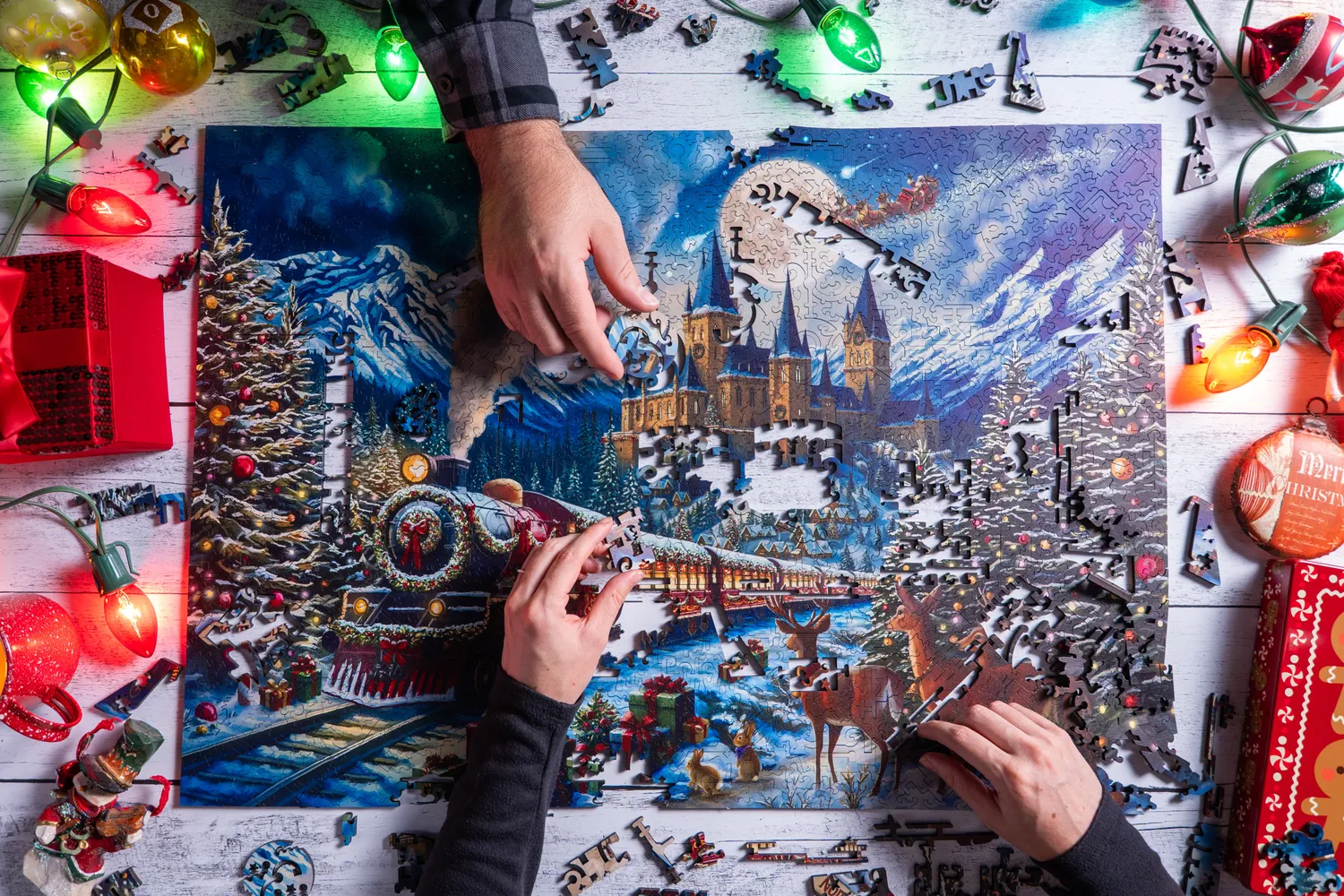 Mosaic Puzzles Heritage 3D Tracks to the North Pole puzzle 500 piese tren