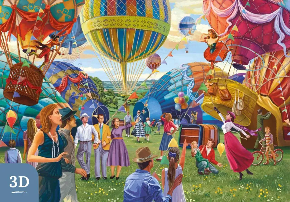 Mosaic Puzzles Aerial Circus puzzle din lemn 1000 piese 3D balon
