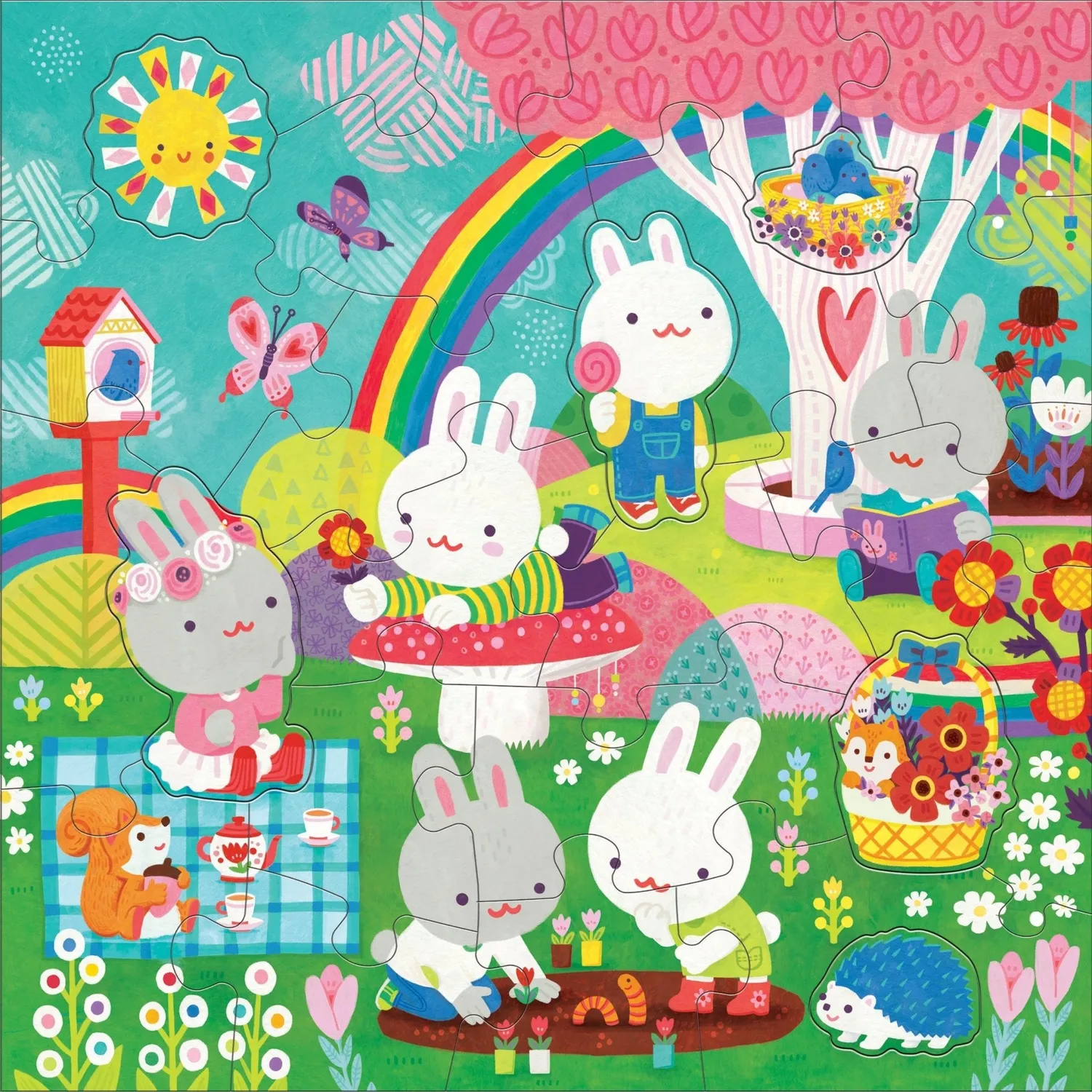 Mudpuppy Garden Bunnies puzzle podea 25 piese iepuri