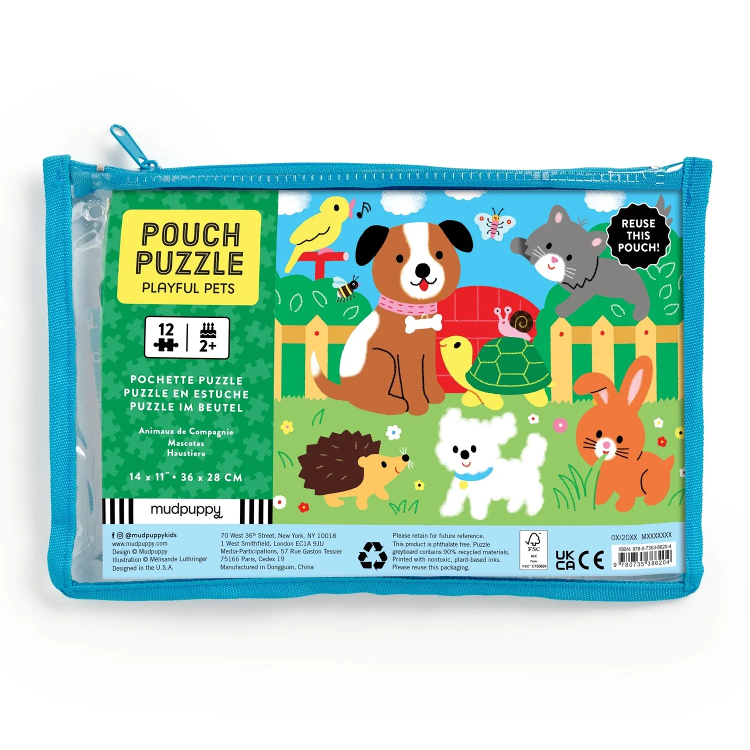 Mudpuppy Playful Pets puzzle 12 piese husa