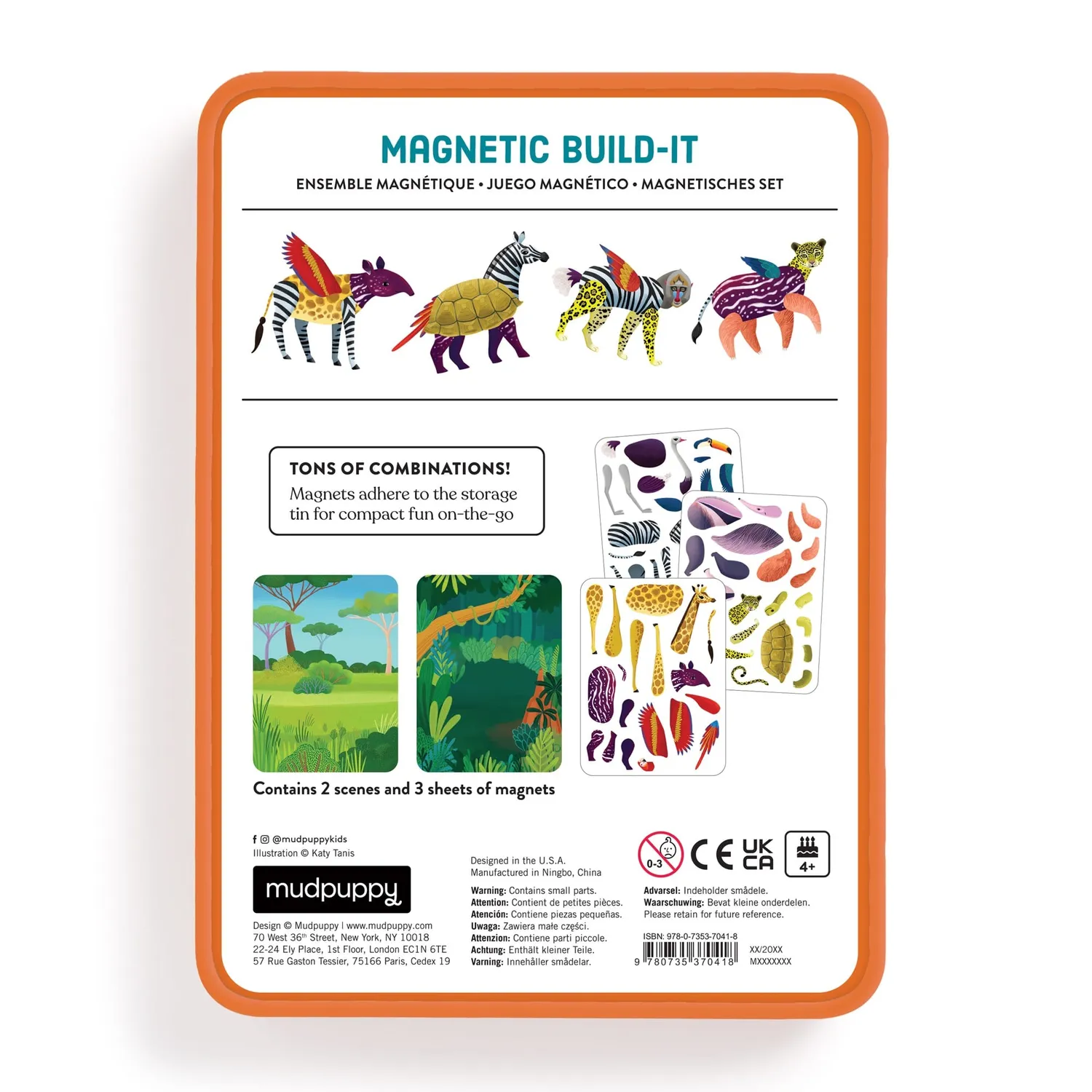 Mudpuppy Wild Mix-Up joc magnetic animale cutie metal