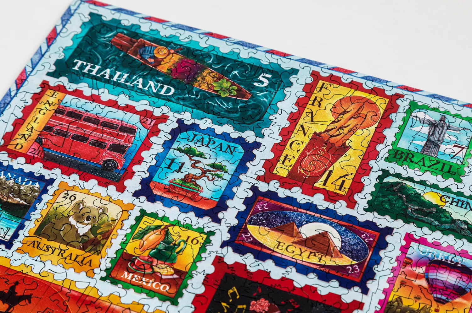Mosaic Puzzles Around the World in Stamps puzzle lemn 100 piese