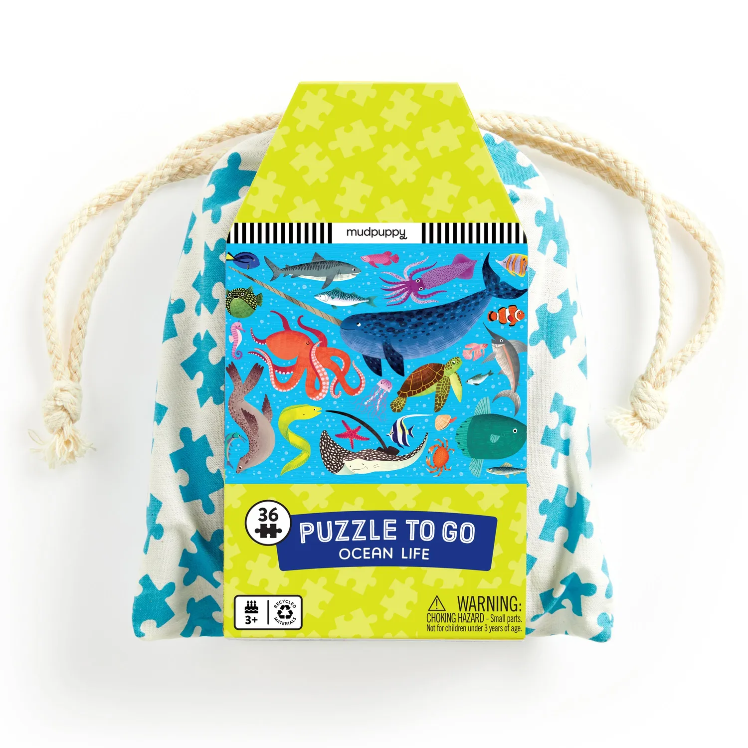 Mudpuppy Ocean Life puzzle de calatorie 36 piese sac