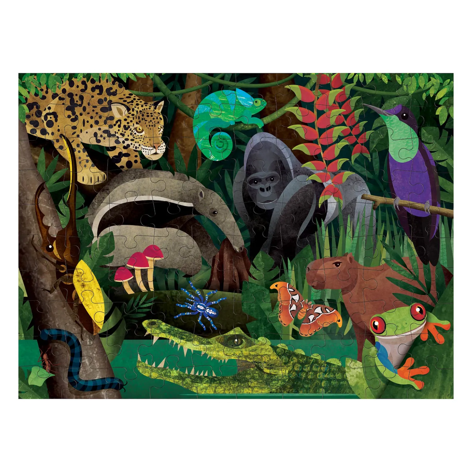 Mudpuppy Rainforest Above Below puzzle 100 piese față-verso