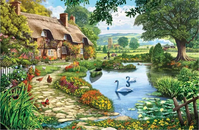 Mosaic Puzzles Cottage by the Lake puzzle 500 piese cabana