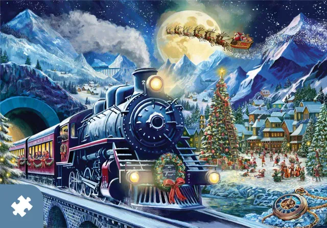 Mosaic Puzzles Traditions Midnight on the Christmas Express puzzle 1000 piese de Crăciun