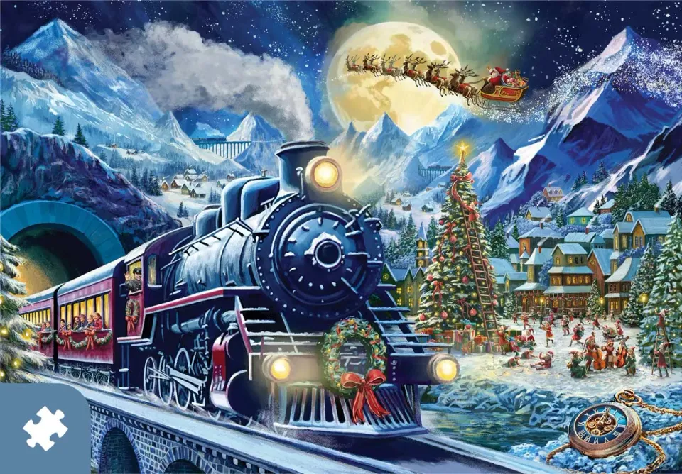Mosaic Puzzles Traditions Midnight on the Christmas Express puzzle 1000 piese de Crăciun