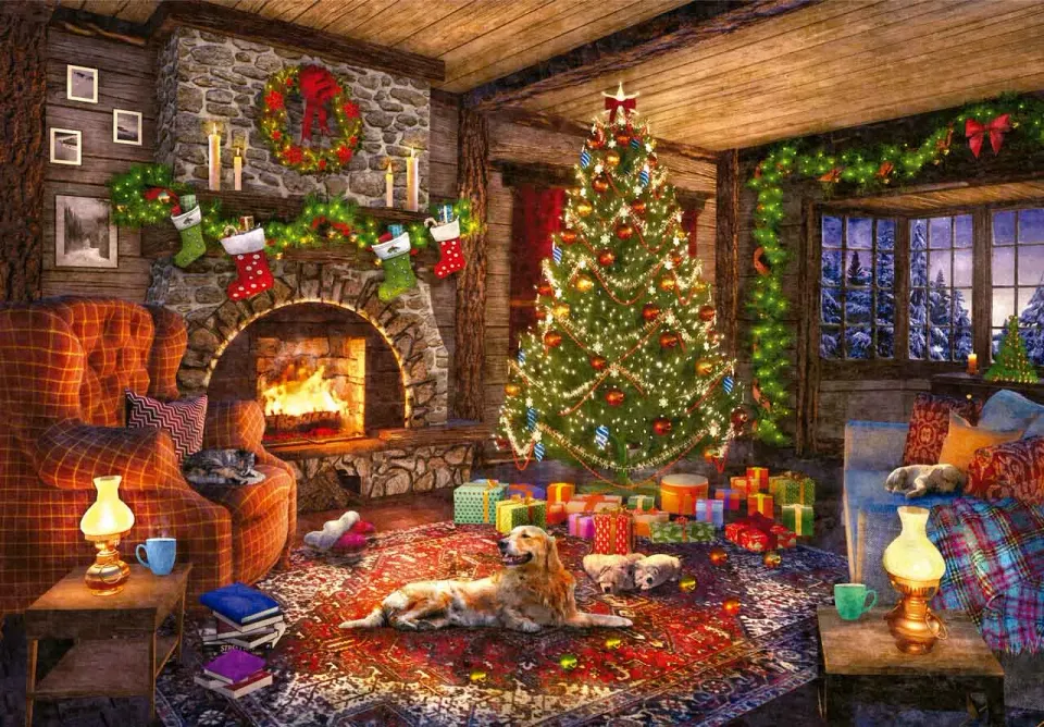 Mosaic Puzzles Cozy Cabin Christmas puzzle lemn 100 piese