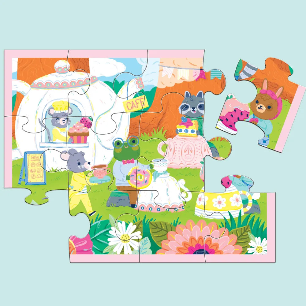 Mudpuppy Tea Party puzzle 12 piese cu husa 2+ ani