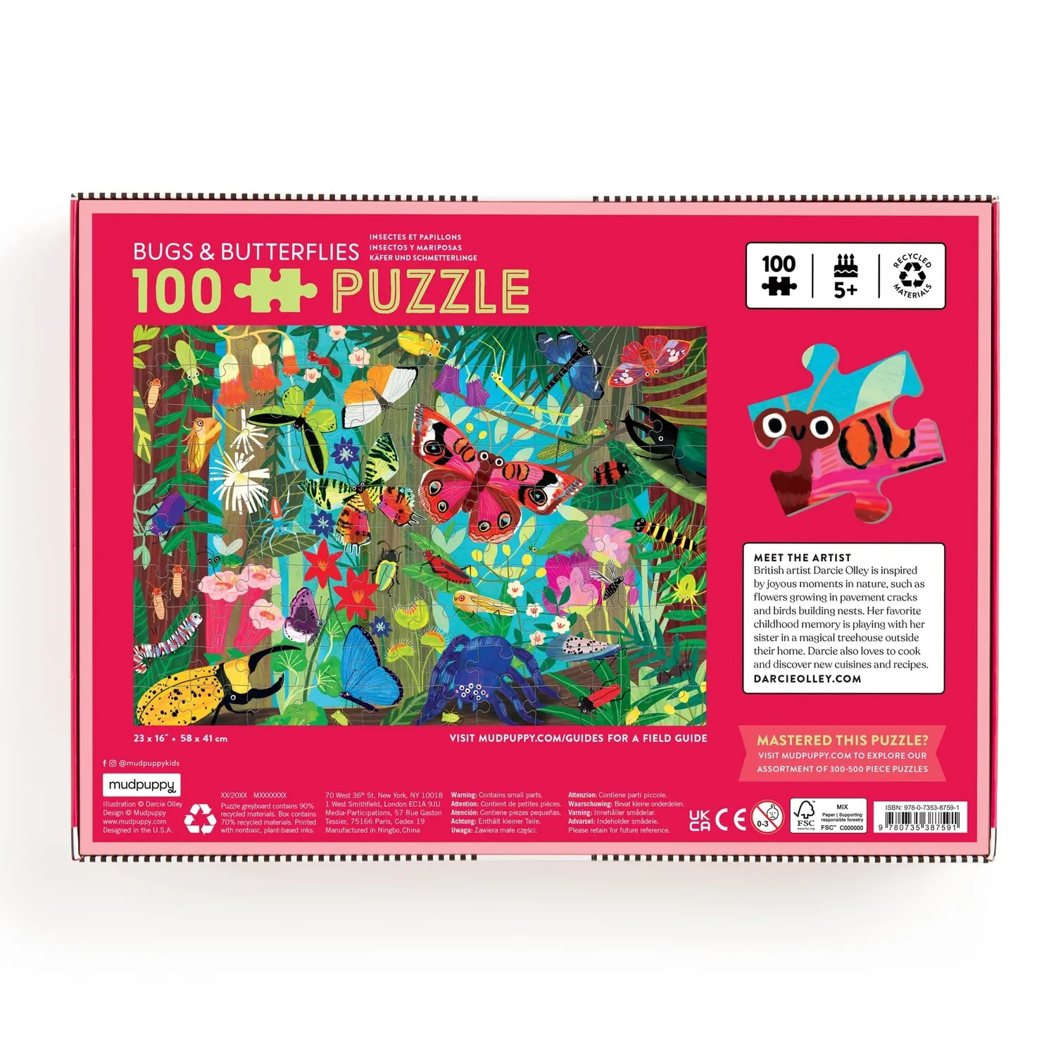 Mudpuppy Bugs & Butterflies puzzle 100 piese 59x41 cm
