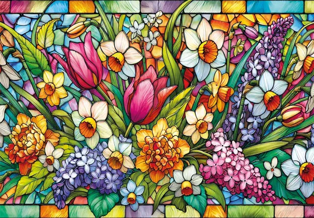 Mosaic Puzzles Glass Petals puzzle lemn 1000 piese flori