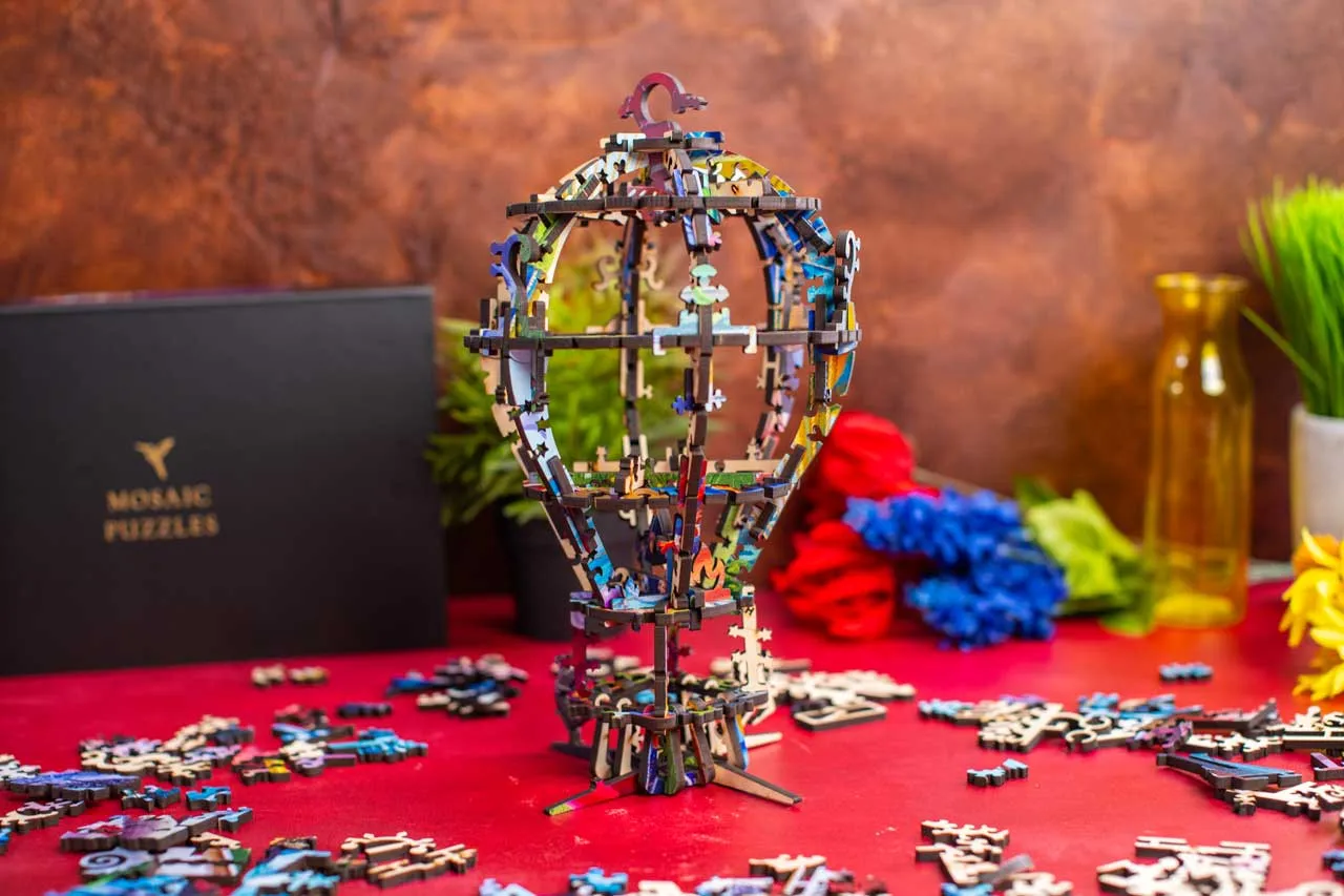 Mosaic Puzzles Aerial Circus puzzle din lemn 1000 piese 3D balon