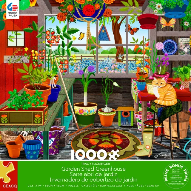 Ceaco Tracy Flickinger Garden Shed Greenhouse puzzle 1000 piese sera
