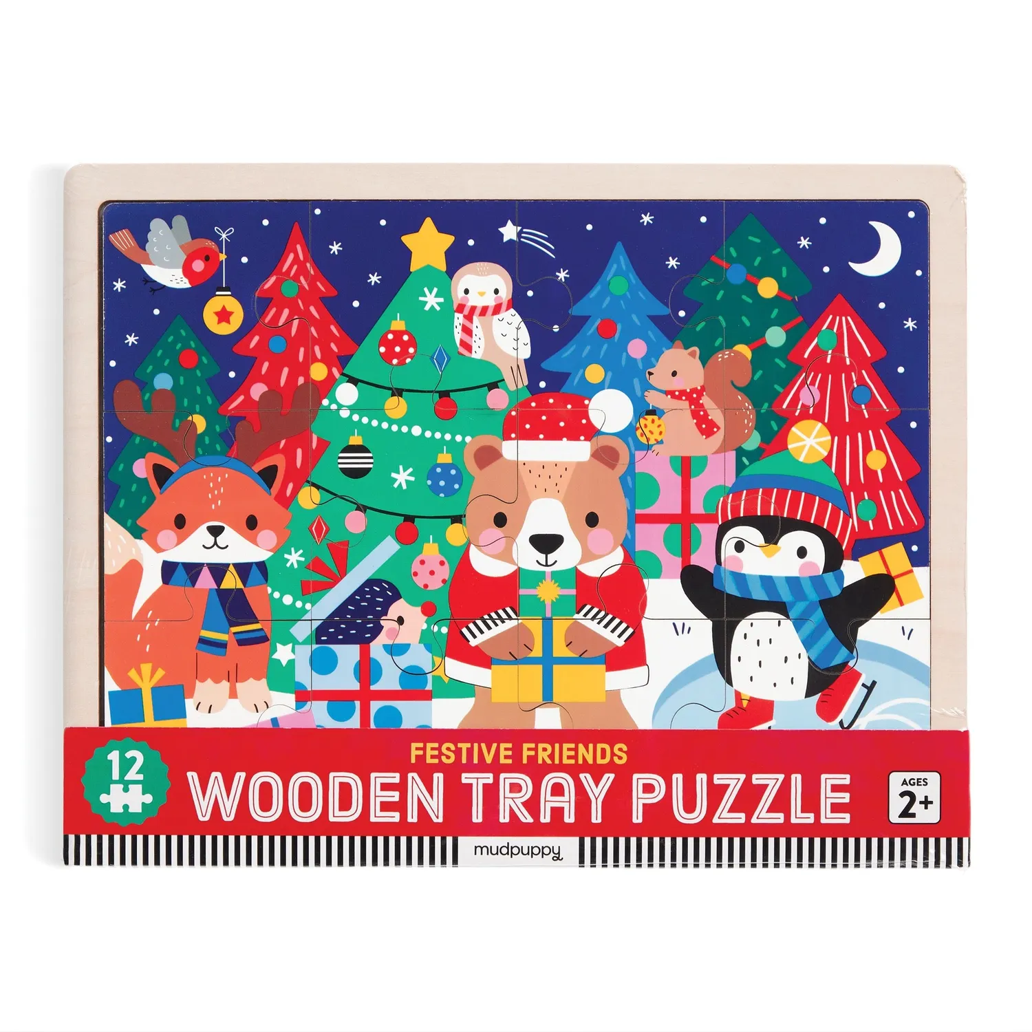 Mudpuppy Festive Friends puzzle lemn 12 piese 29x28 cm