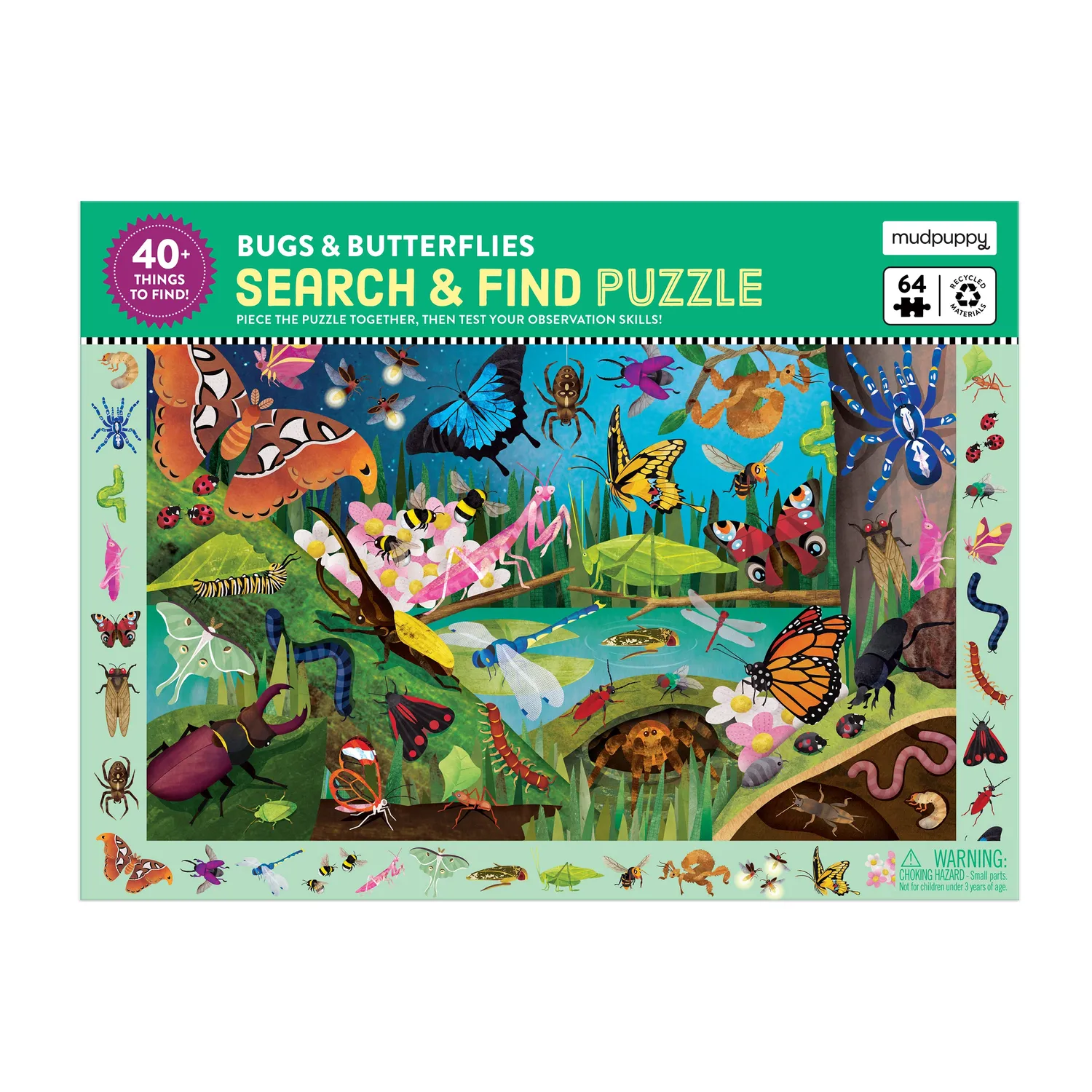 Mudpuppy Bugs & Butterflies puzzle 64 piese search & find