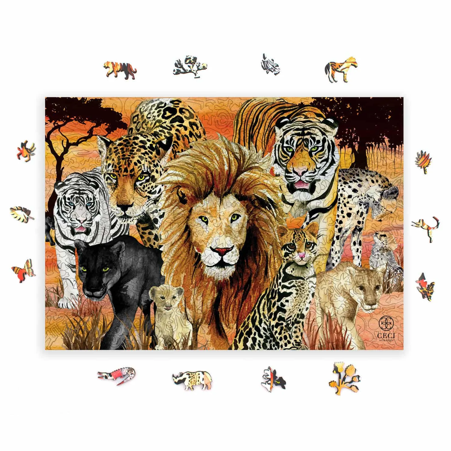 Mosaic Puzzles Big Cats puzzle lemn 500 piese animale