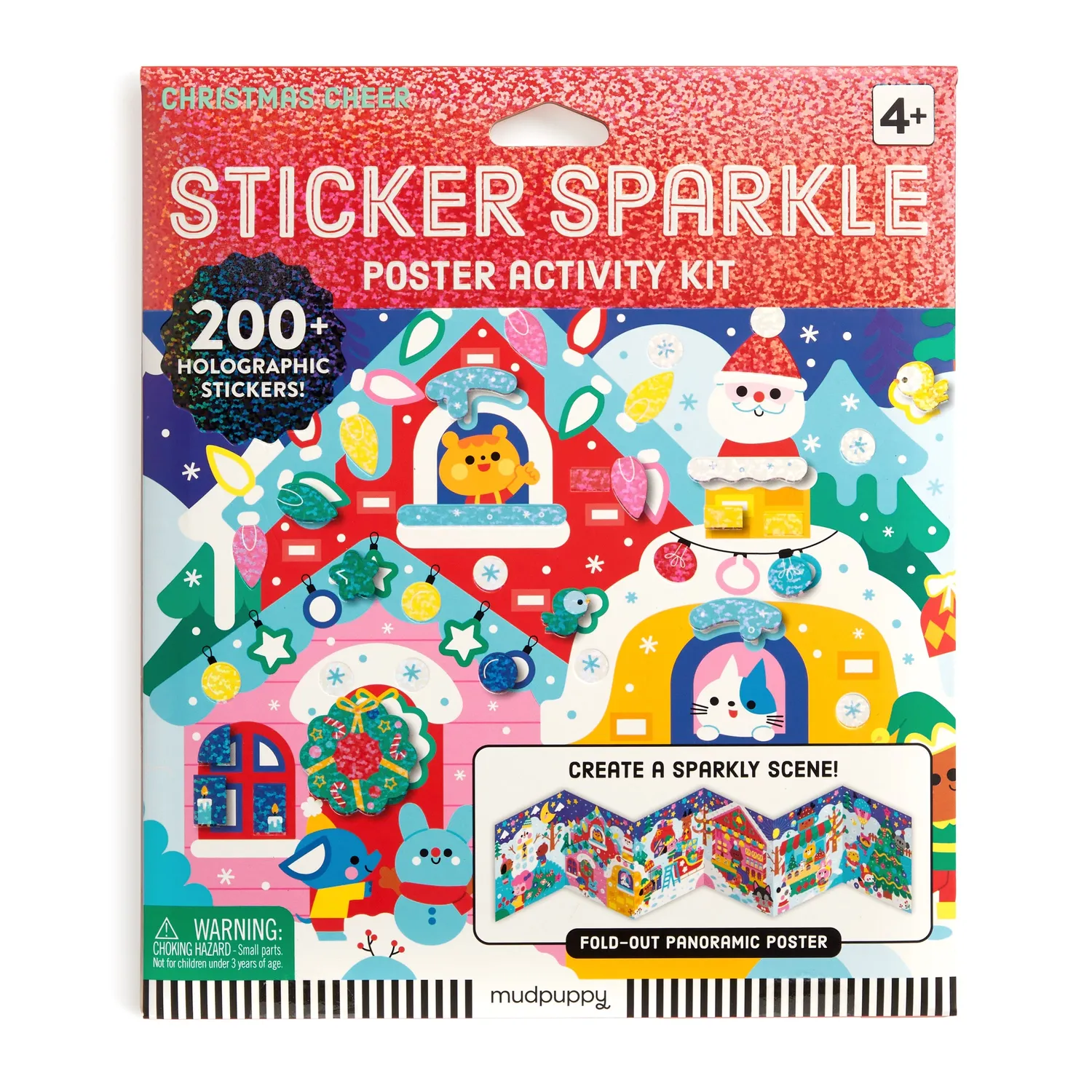 Mudpuppy Christmas Cheer poster cu stickere 200 piese holografice