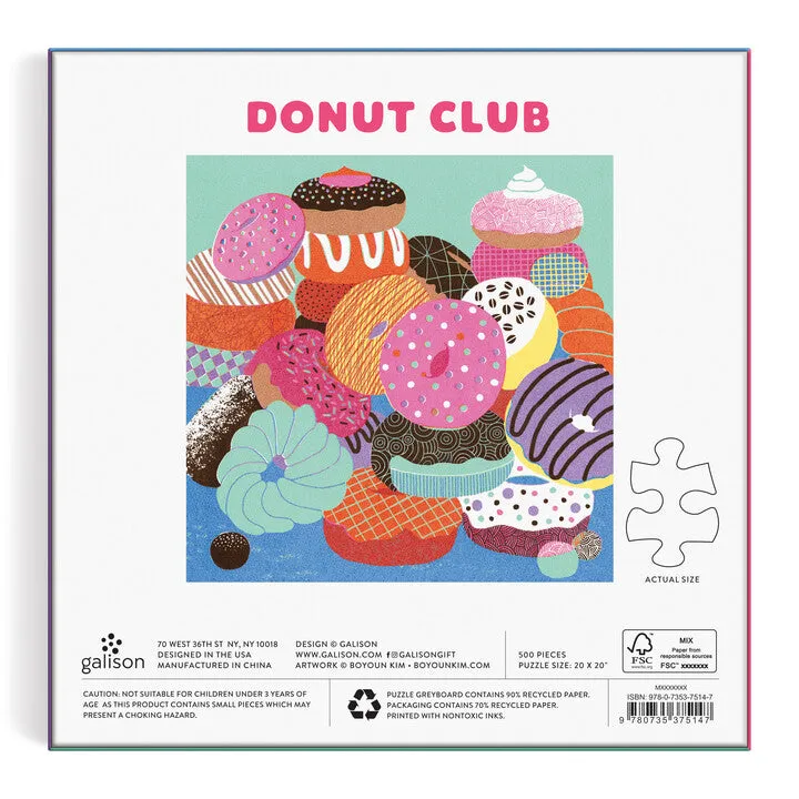 Mudpuppy Donut Club puzzle 500 piese gogoși